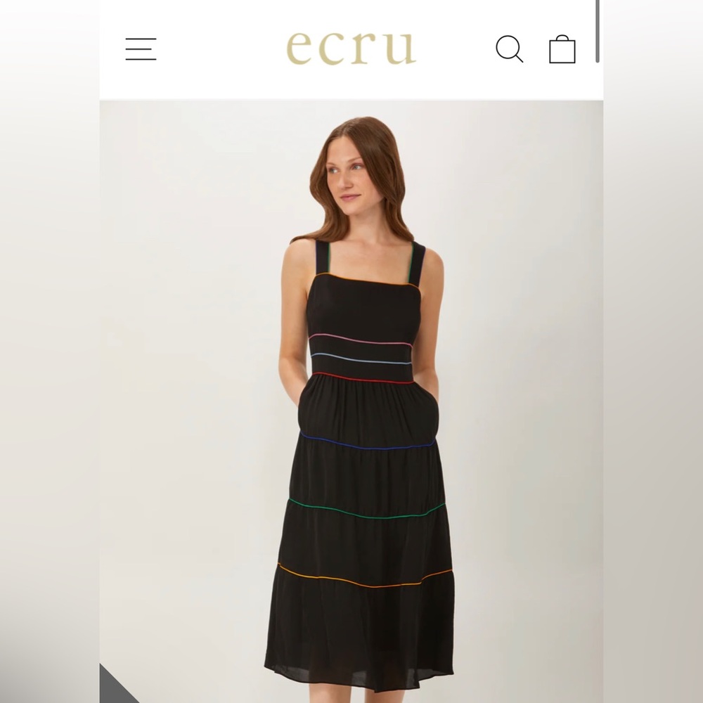 ECRU LIVELY SUNDRESS W/PIPING - BLACK size 8